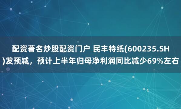 配资著名炒股配资门户 民丰特纸(600235.SH)发预减，预计上半年归母净利润同比减少69%左右
